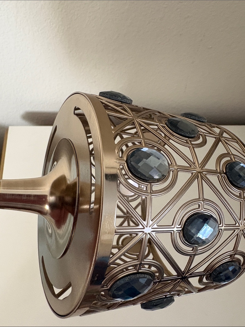 Bath & Body Works brass-gold candle holder with stunning crystal accents! - Picture 9 of 14